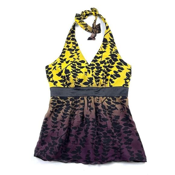 Express Silk Eucalyptus Print Halter Top - Picture 1 of 3